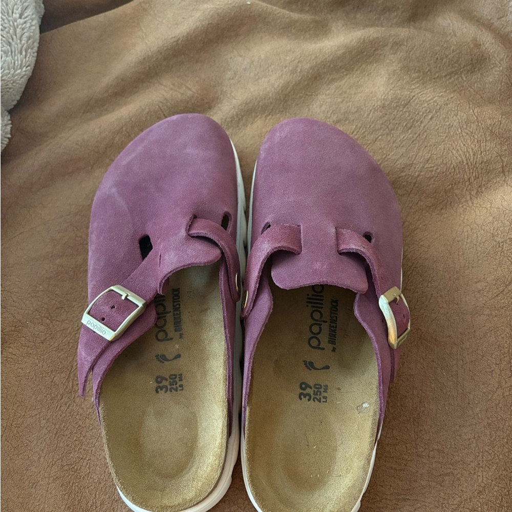 Papillio Birkenstocks Women's Mauve Mules with Buckle